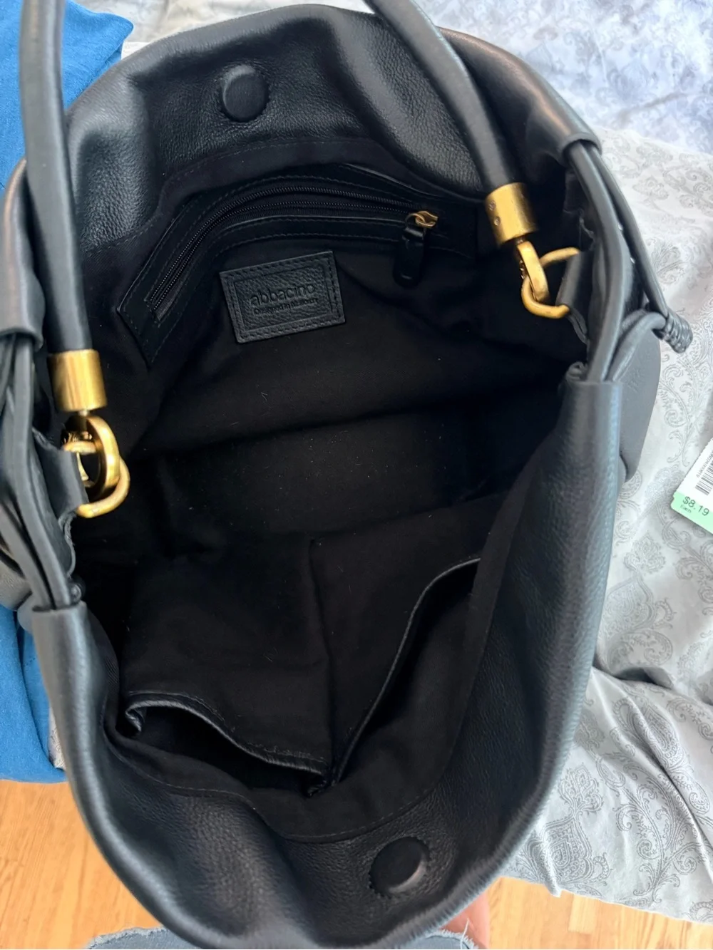 Abbicino Black Leather Hobo Bag with Gold Hardware - Women Bags